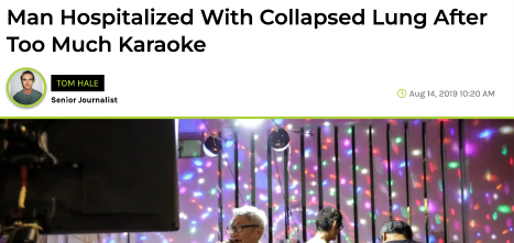 Man Hospitalized With Collapsed Lung After Too Much Karaoke